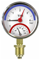 Термоманометр радиальный TIM  80 мм (0-120 С) 