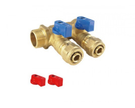 Коллектор Tim с обжимной накидной гайкой 3/4” - 16 ц /  2 выхода