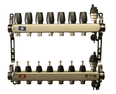 Коллектор из нержавеющей стали для теплого пола 1"-3/4", 7 контура TIM