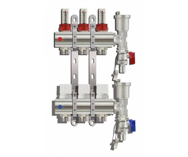 Коллекторная группа 1"-3/4", 3 хода латунный корпус без кранов TIM 